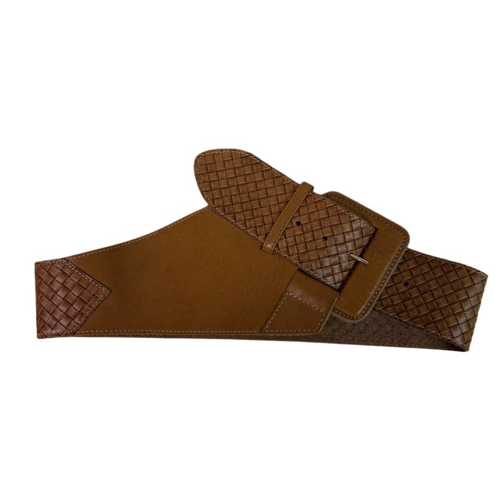 Vintage The Ritz Collection Brown Weaved Leather Asymmetrical Belt Size S/M